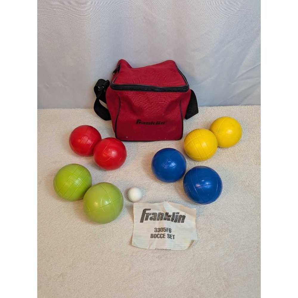 Franklin Bocce Ball Set Red Carry Bag 8 Balls + Pallino Included - Picture 2 of 14